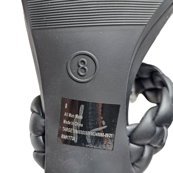 a.new day Women's Black Slip On Basil Heels Size 8  Woven Straps - Picture 11 of 12